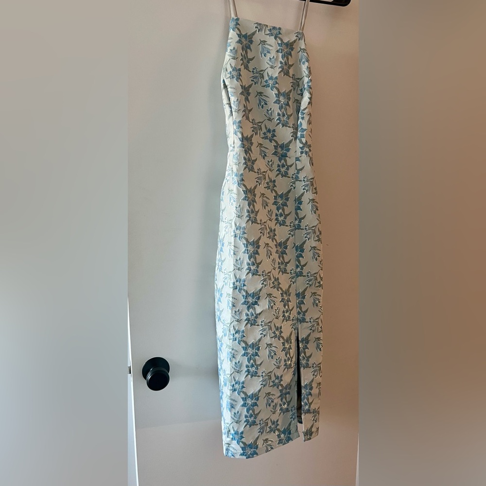 LULUS Light Blue Midi Dress - Jacquard Dress